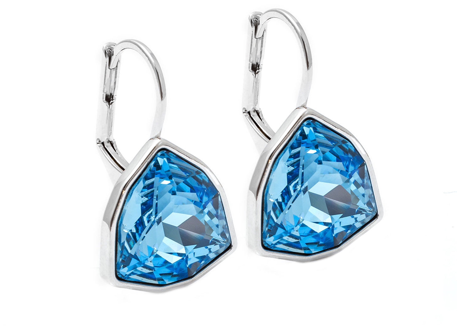Trillion Hoop Earring-Aquamarine